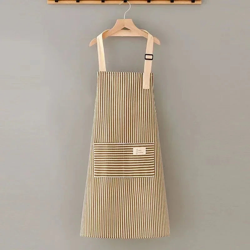 Tablier de Cuisine en Lin Rayé Ajustable