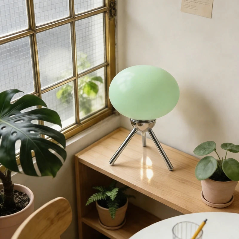 Lampe de Table Champignon en Verre - Style Bauhaus