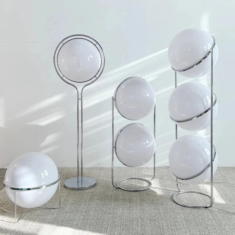 Lampadaire Boule Acrylique Chromé - Design Art Déco