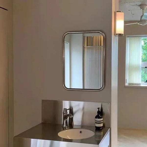 French Retro Wall Mirror – Stainless Steel Bathroom Dressing Mirror