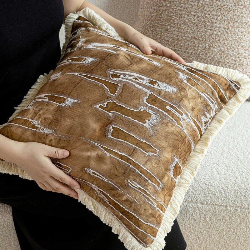 Housse de Coussin Filet Noué Café Style Sac à Mailles