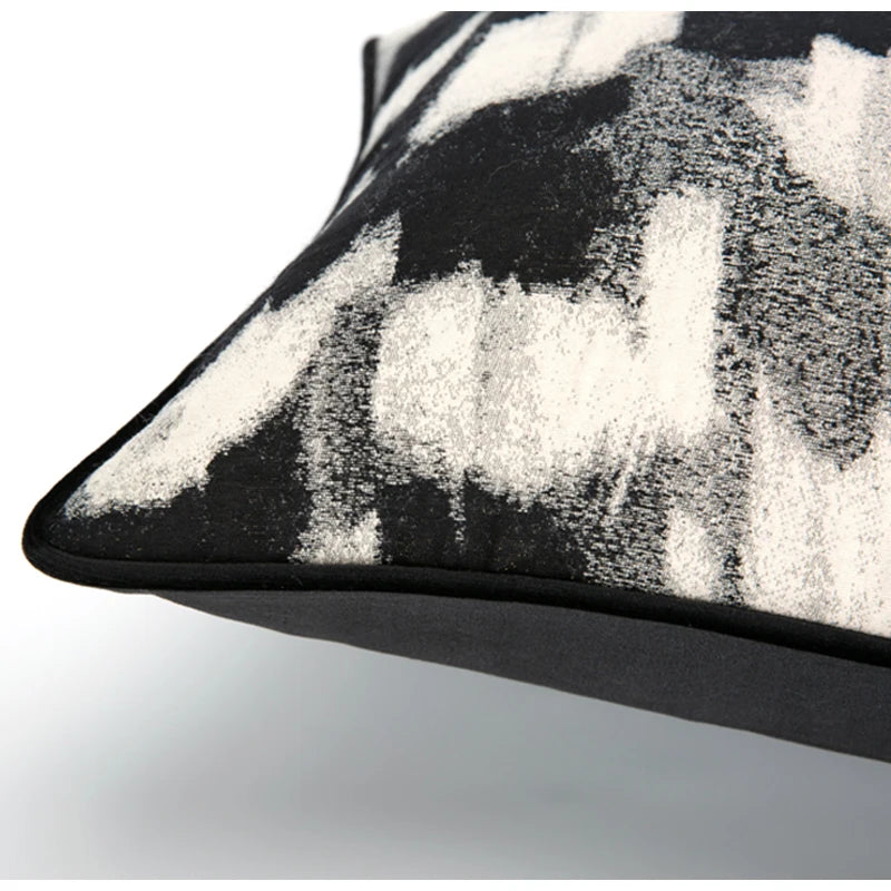 Housse de Coussin Lombaire Motif Abstrait Noir et Blanc
