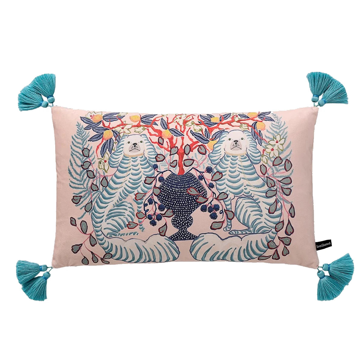 Housse de Coussin Velours Motif Léopard à Pompons