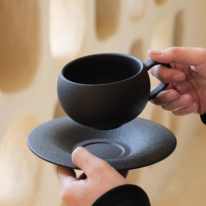 Set Tasse et Assiette en Céramique Style Japonais Minimaliste