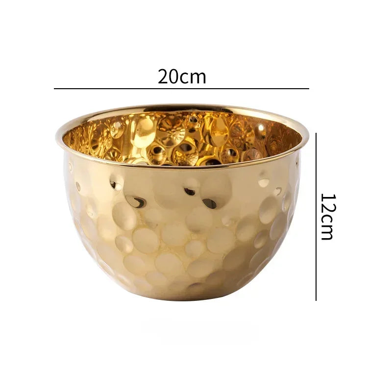 Saladier en Acier Inoxydable Martelé Or ou Argent