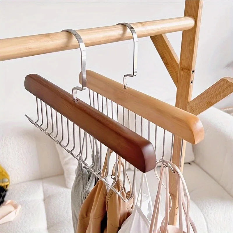 Organisateur de Placard en Bois Multi-Crochets Sous-Vêtements