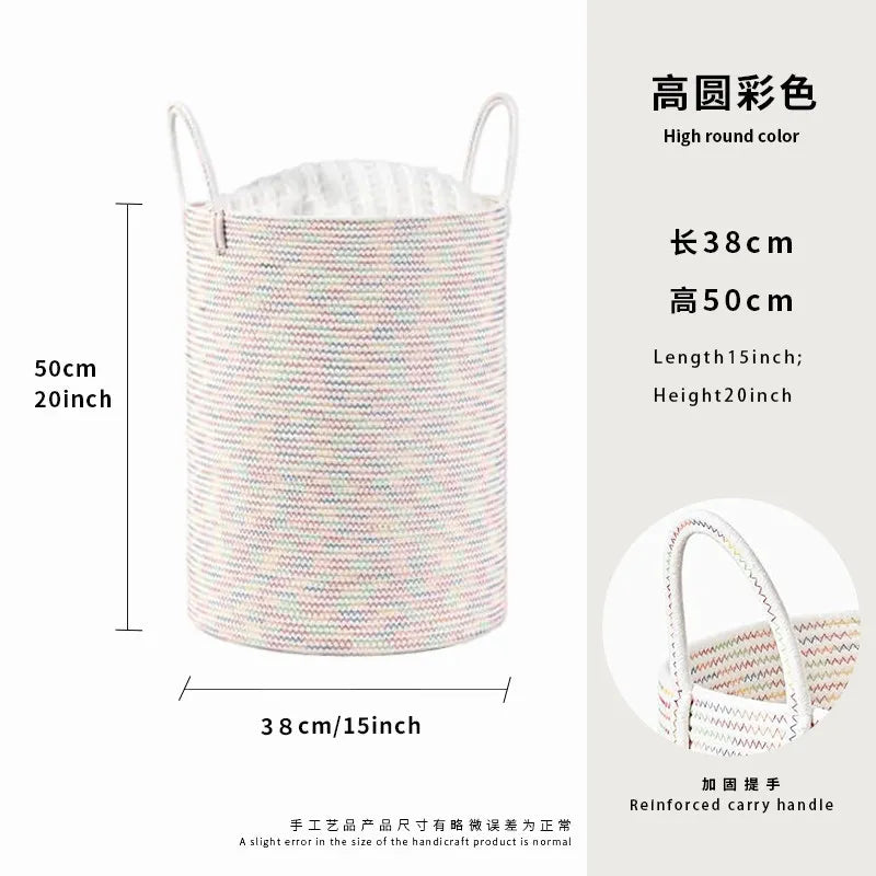 Grand Panier à Linge en Corde de Coton Tressée Main