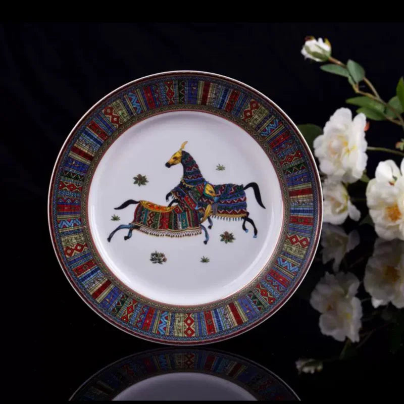 Assiette en Porcelaine Motif Cheval