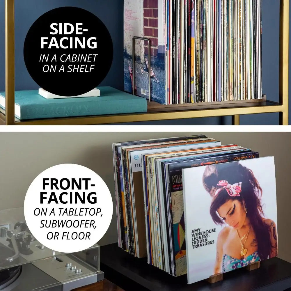 Porte-Vinyles en Bois Massif - Support Ajustable Vintage