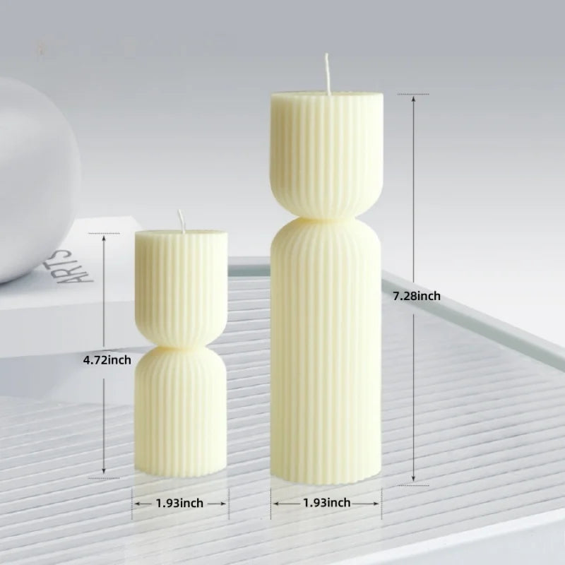 Bougie Décorative Cylindrique Nervurée en Cire de Soja