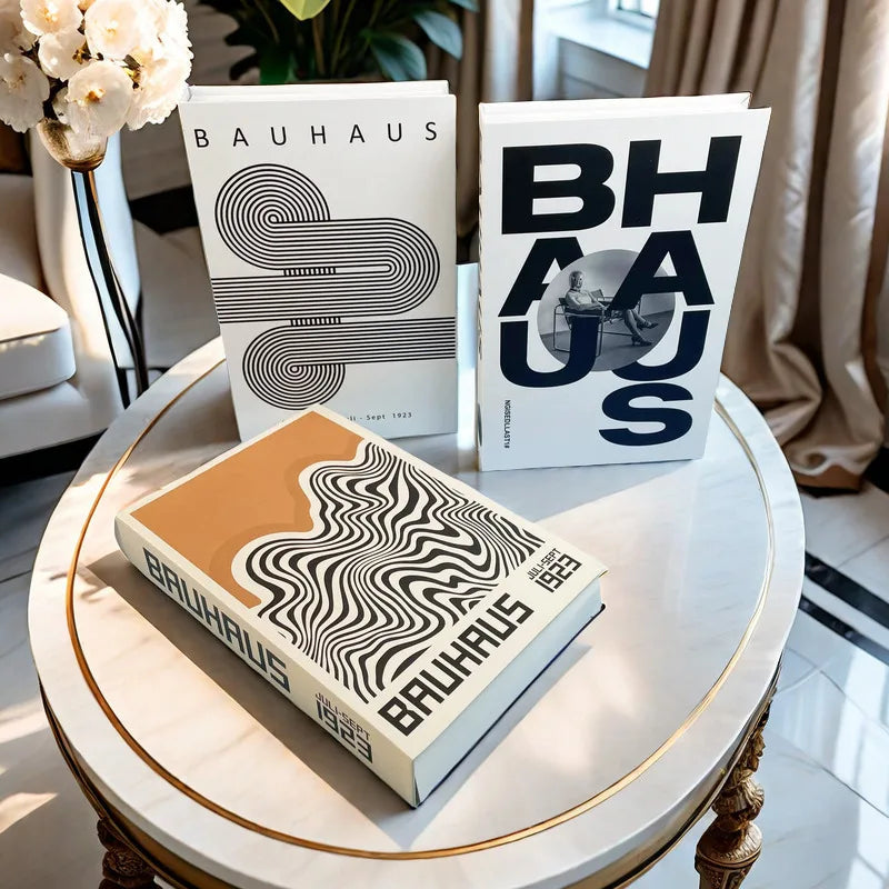 Faux Livres Décoratifs Boîte de Rangement Style Bauhaus
