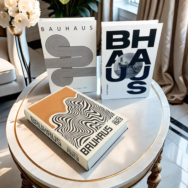 Faux Livres Décoratifs Boîte de Rangement Style Bauhaus