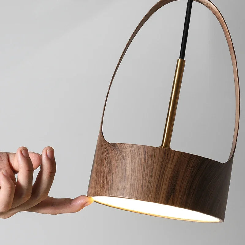 Suspension LED Effet Bois Style Restaurant Nordique