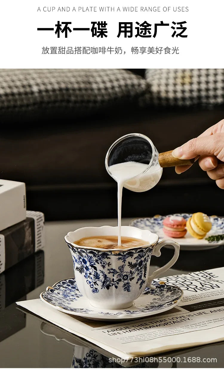 Tasse à Café en Porcelaine Bleu et Blanc Style Anglais