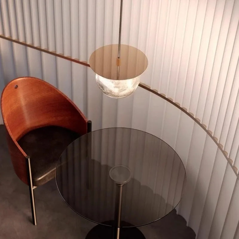 Suspension Boule en Marbre et Laiton - Design Contemporain