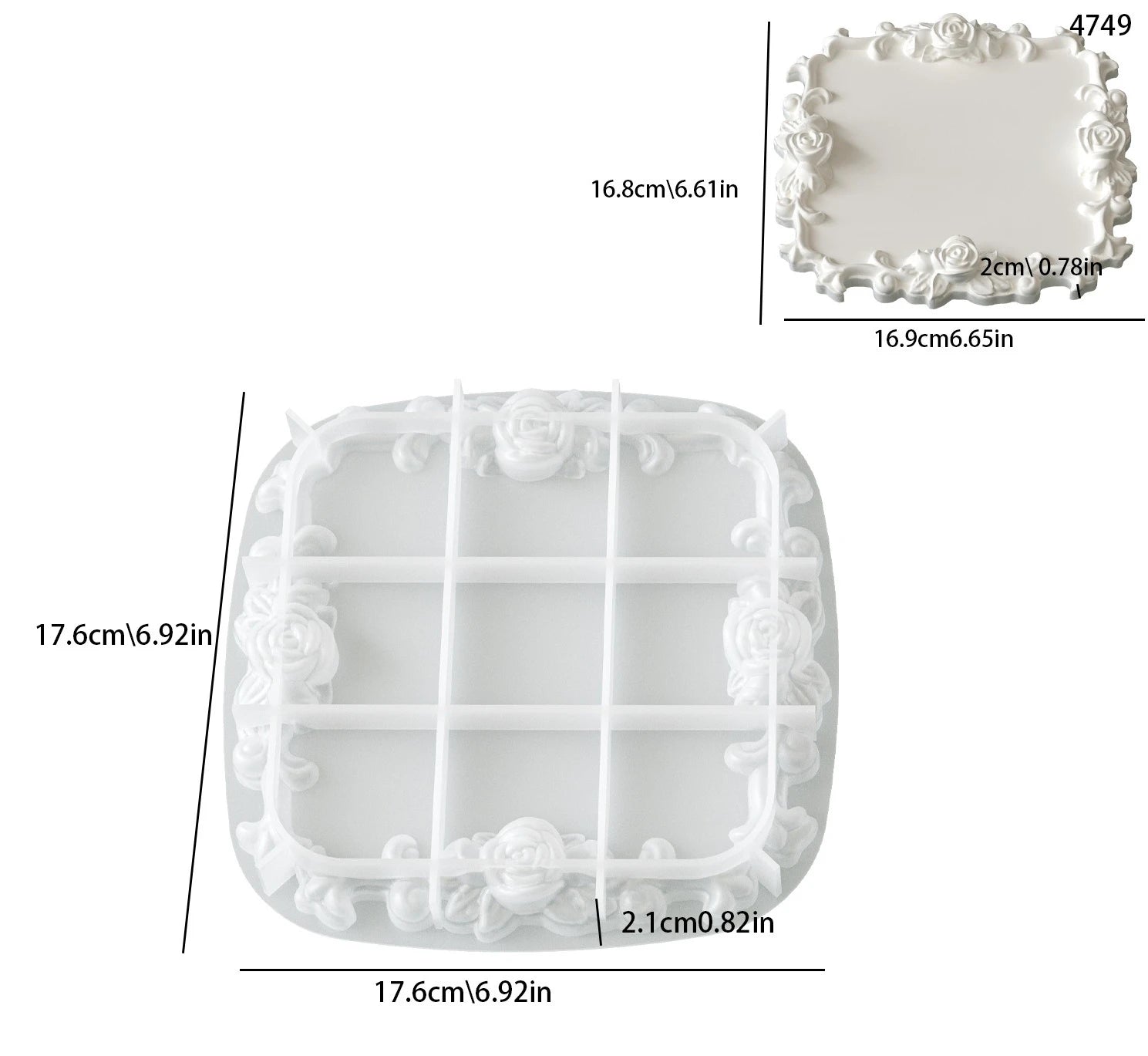 Moule Silicone Cadre Rose Vintage Bordure Dentelle