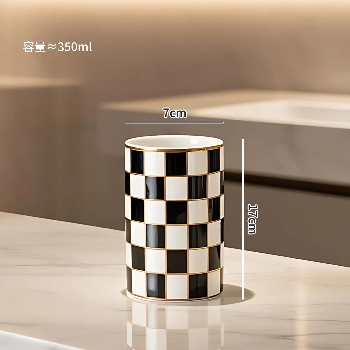 Ceramic Soap Dispenser – Grid Pattern Lotion Bottle