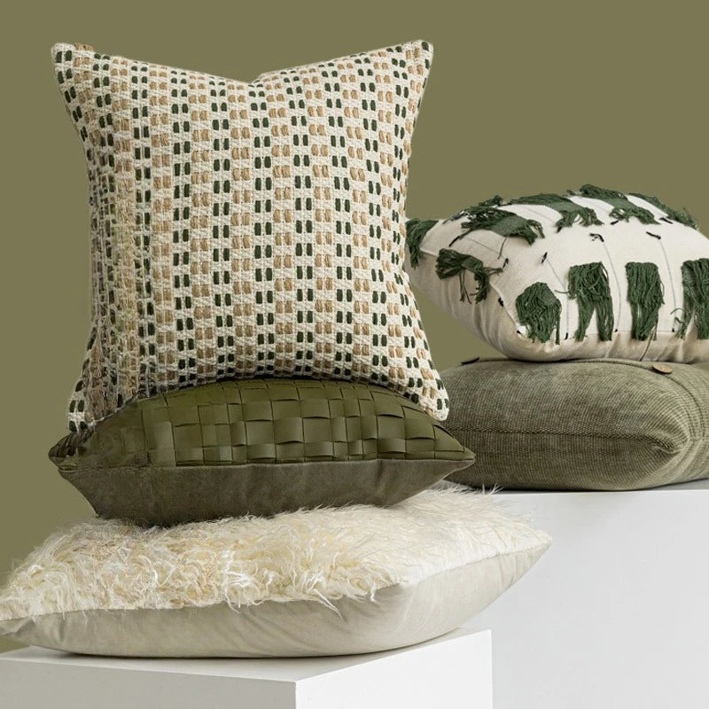 Housse de Coussin Vert Nordique Style Homestay Moderne