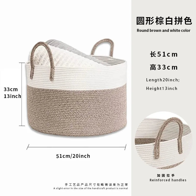 Grand Panier à Linge en Corde de Coton Tressée Main