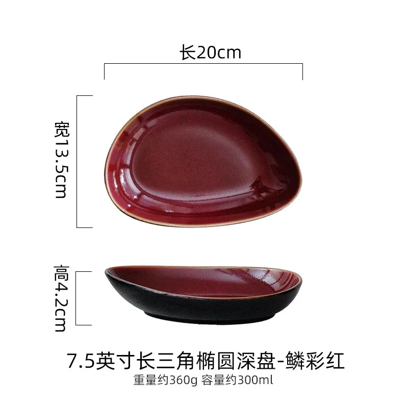 Assiette Creuse Triangulaire Céramique Style Japonais