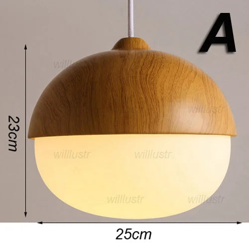 Suspension Créative Effet Noix Bois Métal et Verre