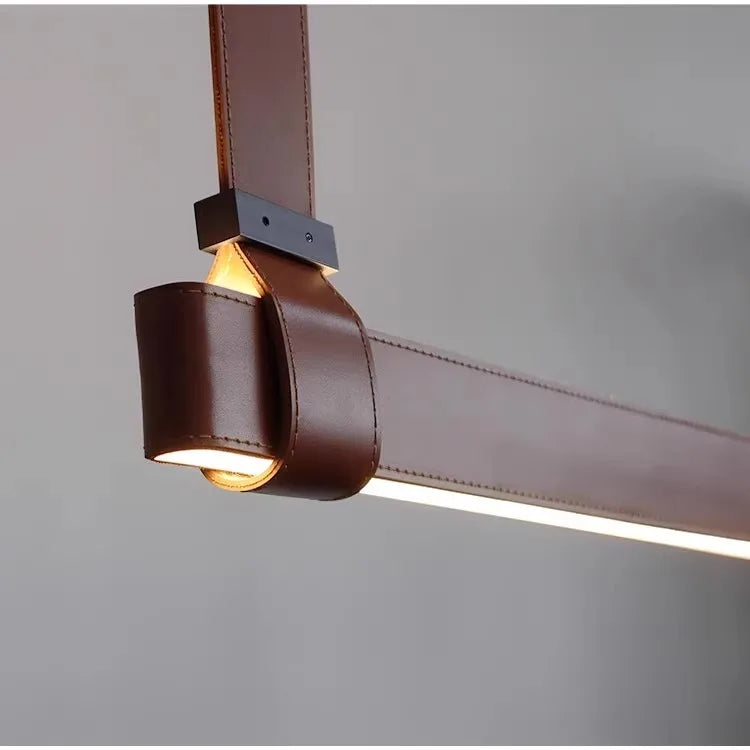 Lustre en Cuir Suspendu Style Moderne pour Cuisine
