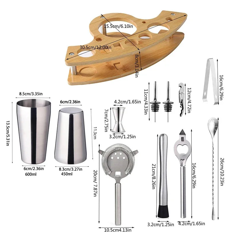 Ensemble Shaker à Cocktail Inox Kit Barman Complet