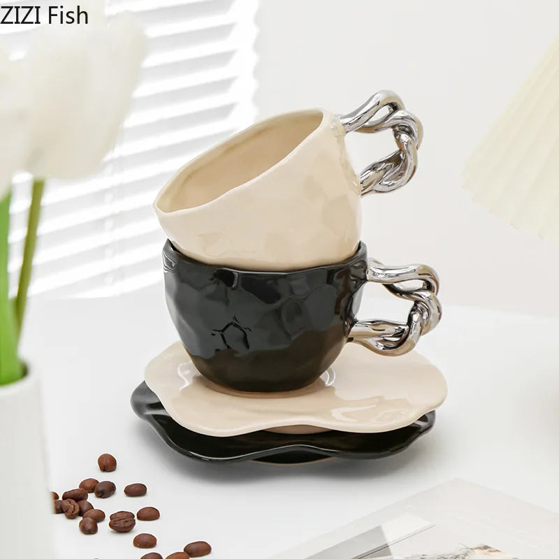 Tasse et Soucoupe en Céramique Créative Style Café