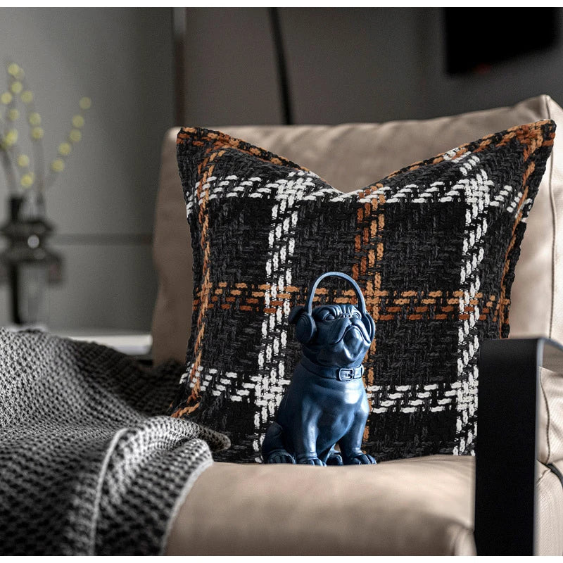Housse de Coussin Écossaise Style Français Haut de Gamme