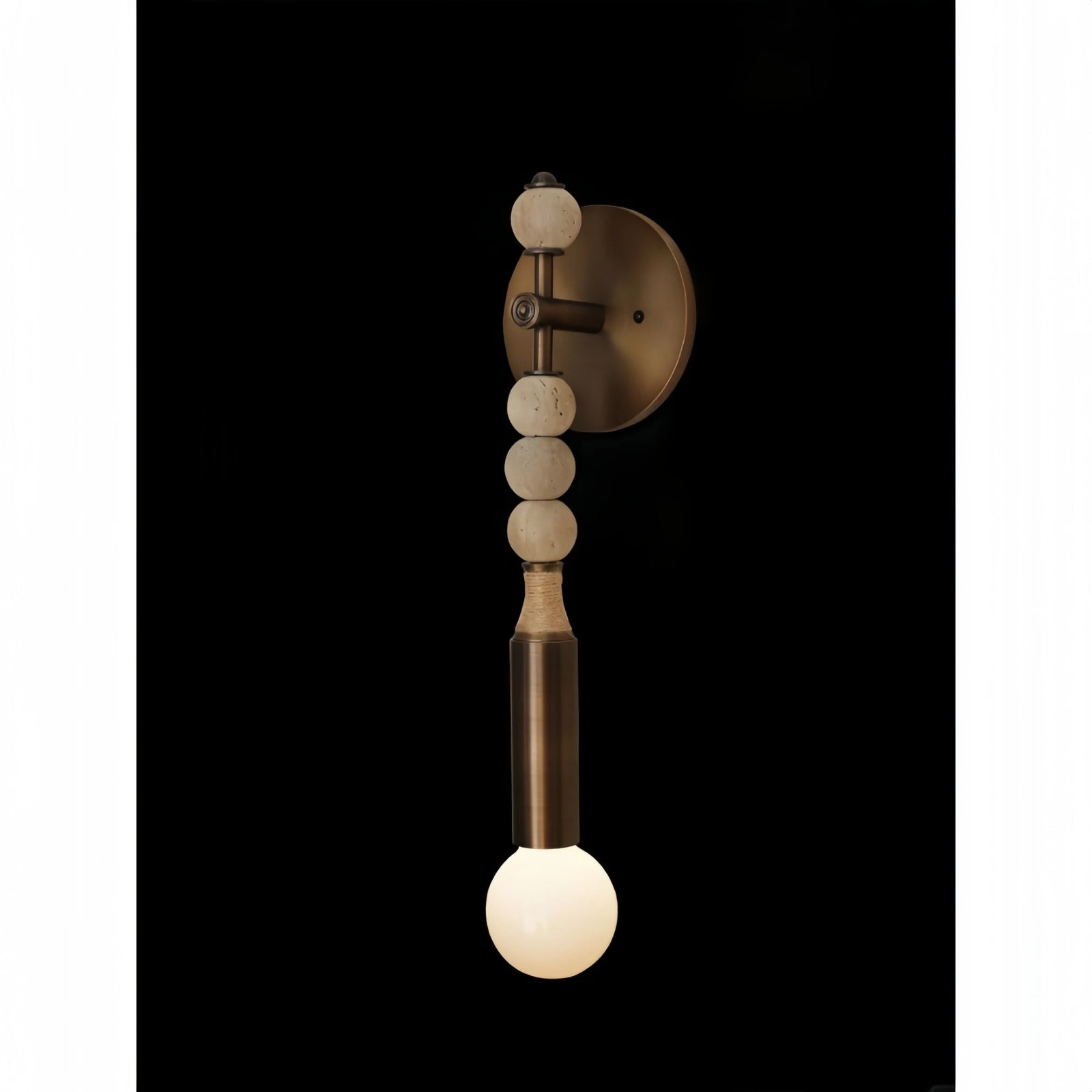 Agate Bead & Brass Wall Sconce – Retro Copper Wall Lamp