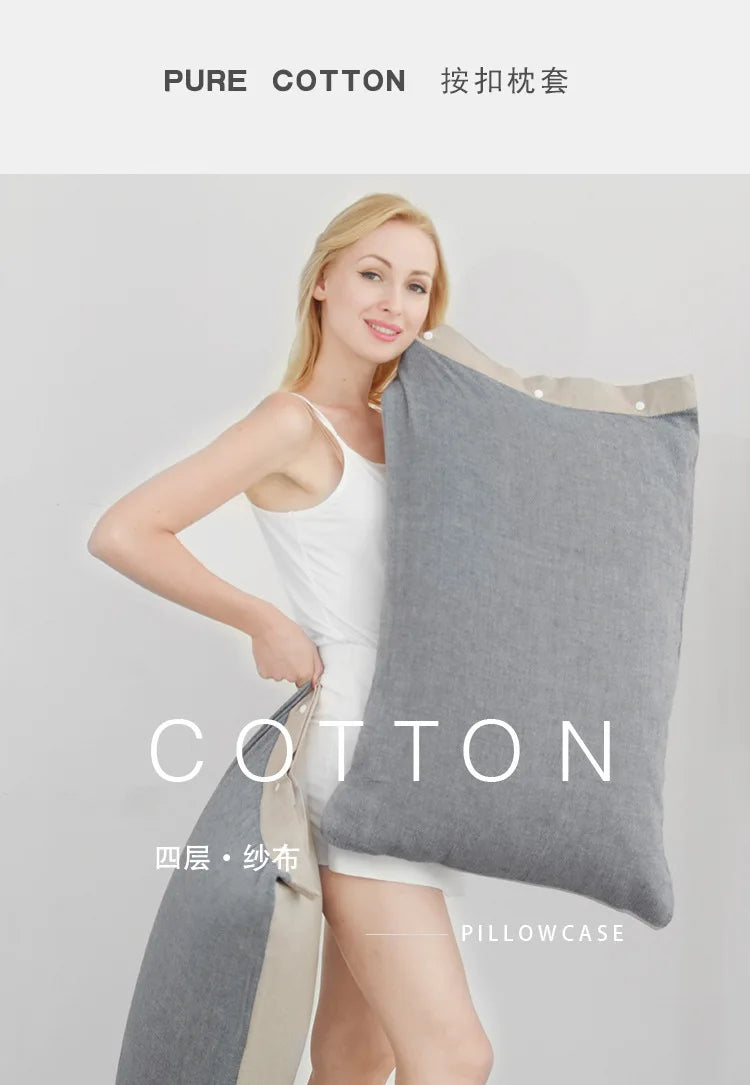 Lot de 2 Taies d'Oreiller en Gaze de Coton