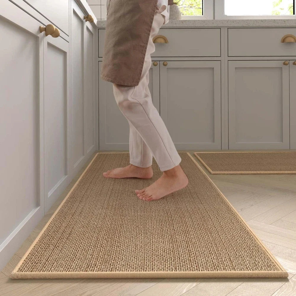 Tapis de Cuisine Antidérapant - Effet Sisal Tissé