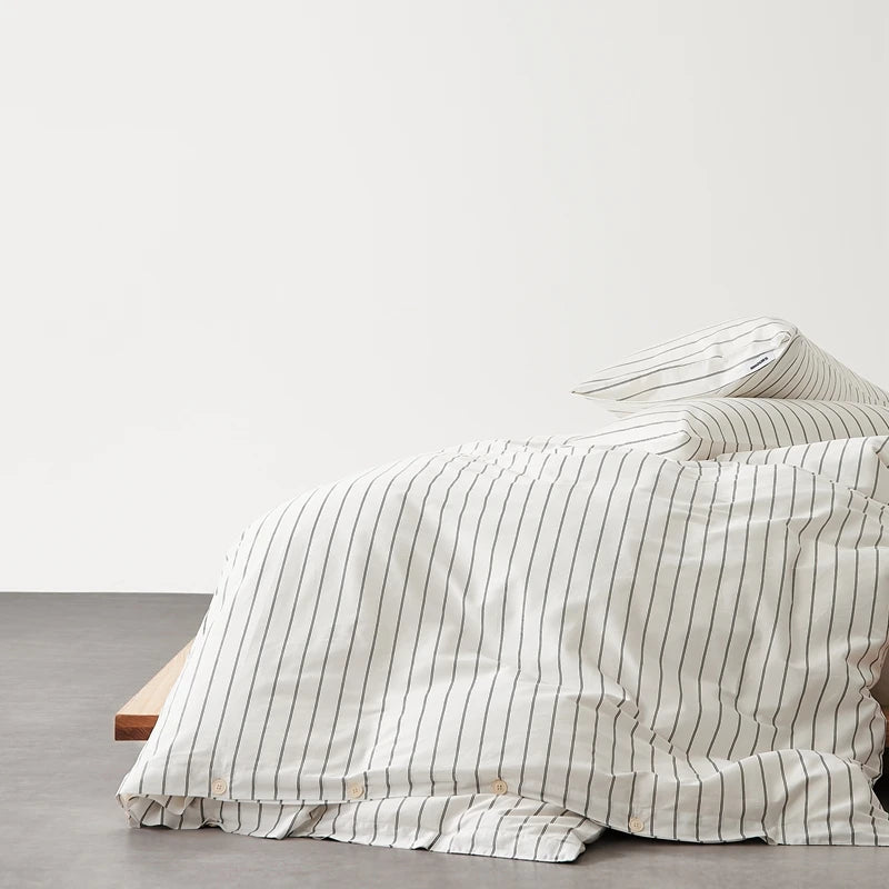 Housse de Couette Coton Rayée Douce pour Toute la Famille