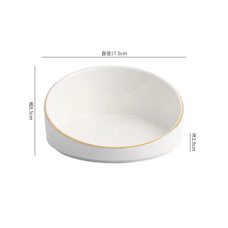 Assiette en Céramique Blanche pour Salade et Dim Sum
