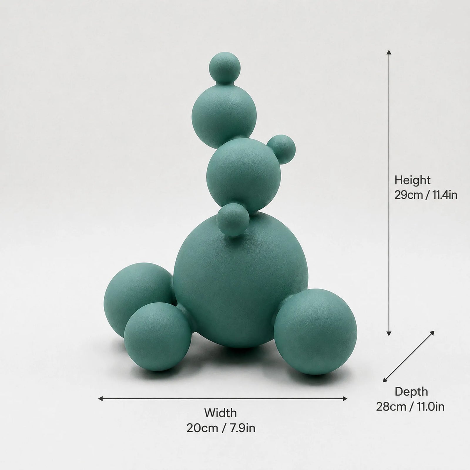 Abstract Sphere Sculpture – Teal Resin Statue