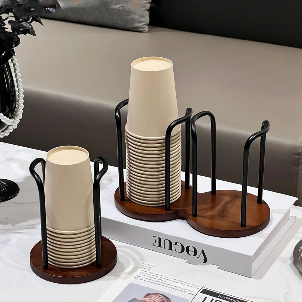 Support de Rangement Bois pour Gobelets Jetables