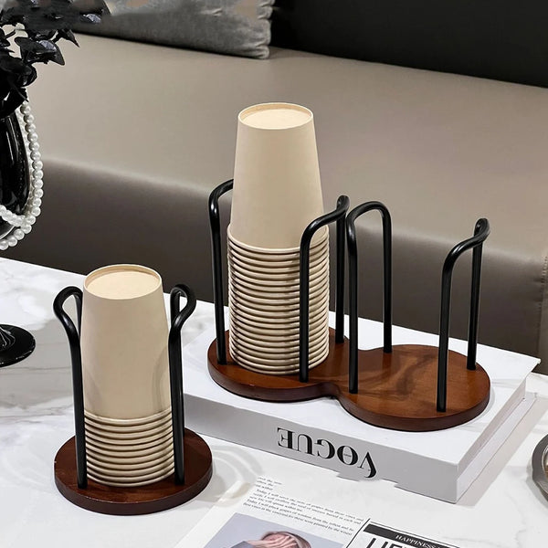 Support de Rangement Bois pour Gobelets Jetables