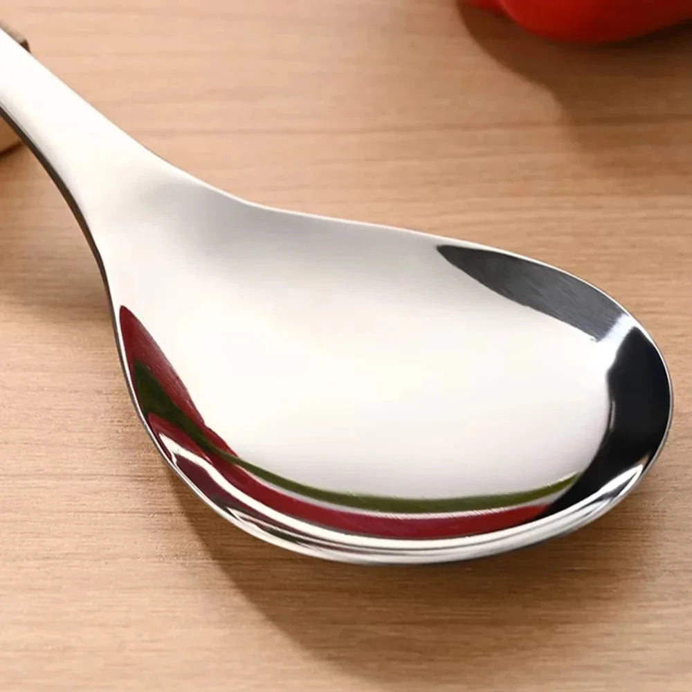 Cuillère à Riz Acier Inoxydable Manche Bois 22cm