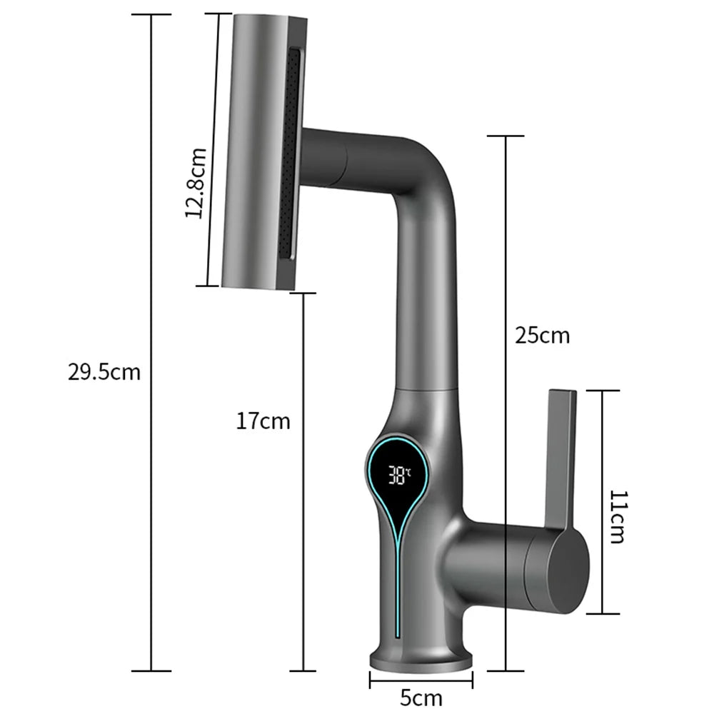 Robinet de Lavabo Cascade Écran Digital Élévateur