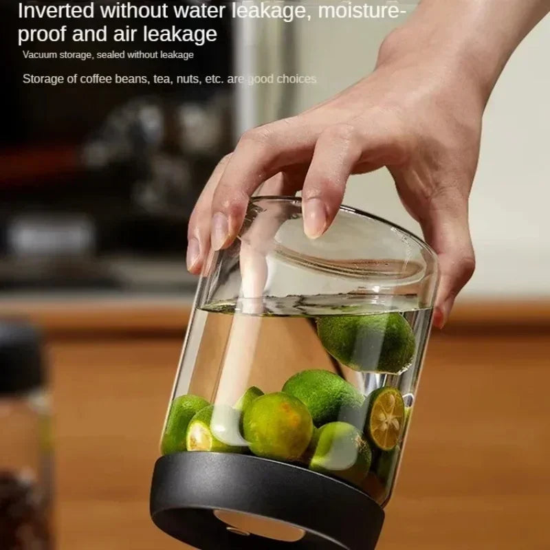 Pot Hermétique en Verre pour Café et Thé avec Pompe à Vide