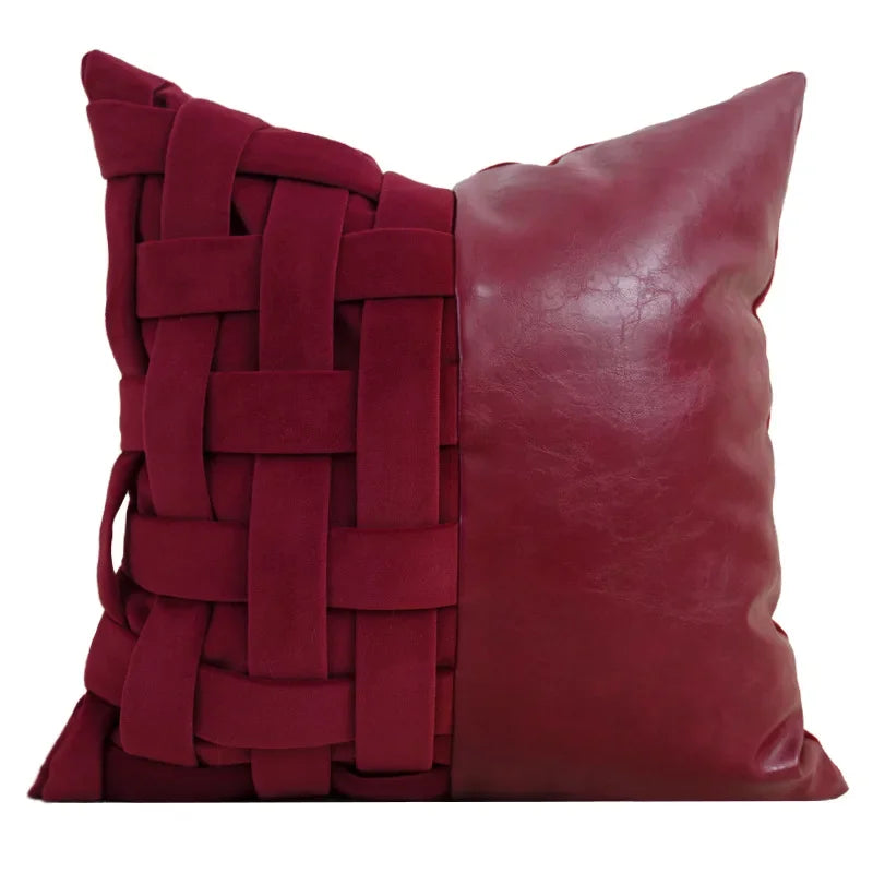 Housse de Coussin Encre de Chine Style Rouge et Gris