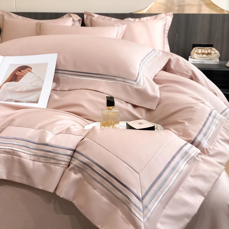 Parure de Lit Coton Luxe Style Hôtelier Brodée