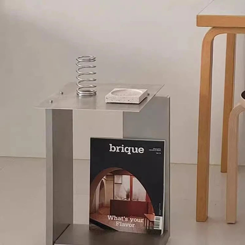 Square Metal Side Table – Modern Bedside & Storage Table, 34x35x47cm
