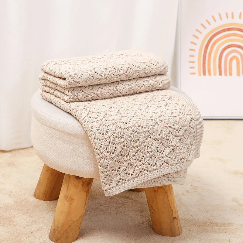 Couverture Bébé Tricotée en Coton 90x70cm