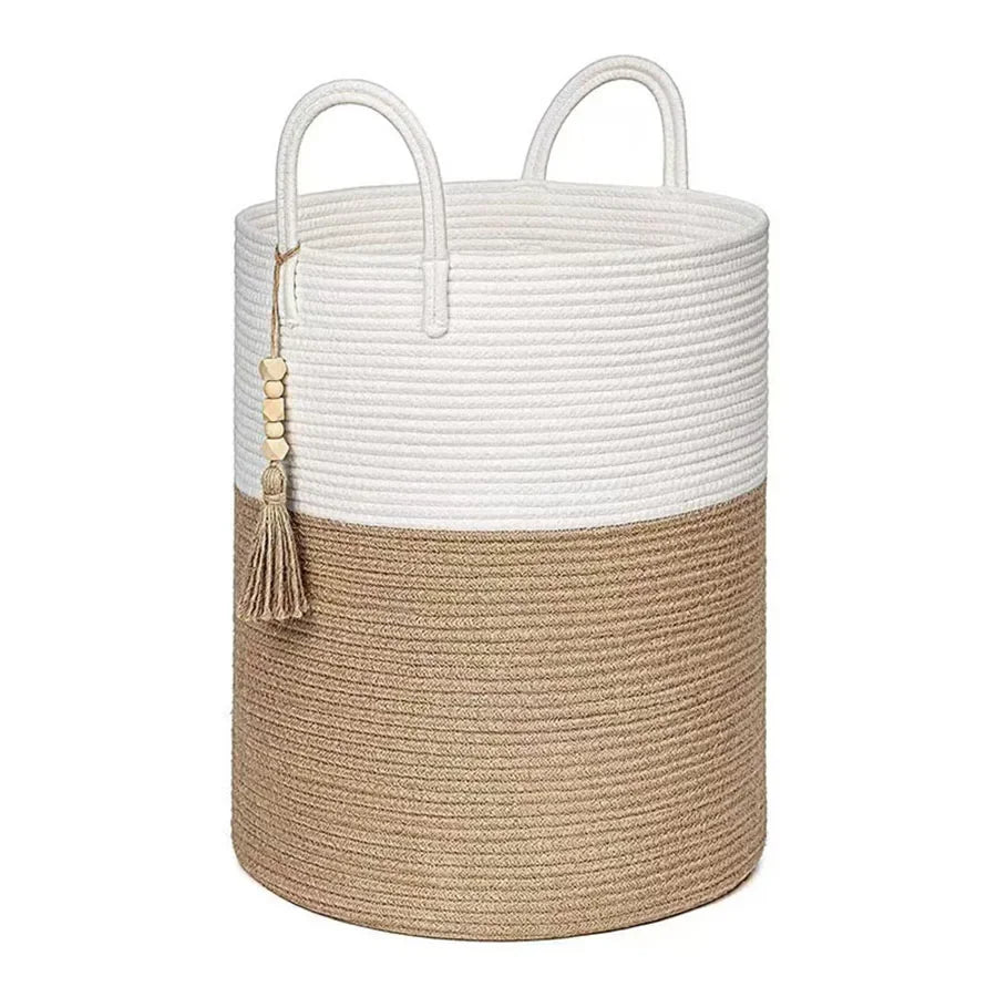 Grand Panier de Rangement Tressé avec Poignées