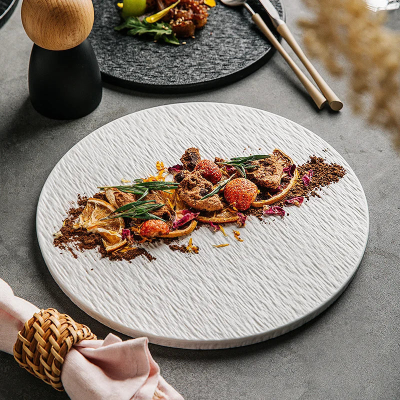 Assiette en Céramique Blanche Ronde Style Occidental