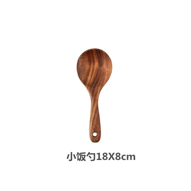 Set d'Ustensiles de Cuisine en Bois de Teck Naturel Thaïlandais