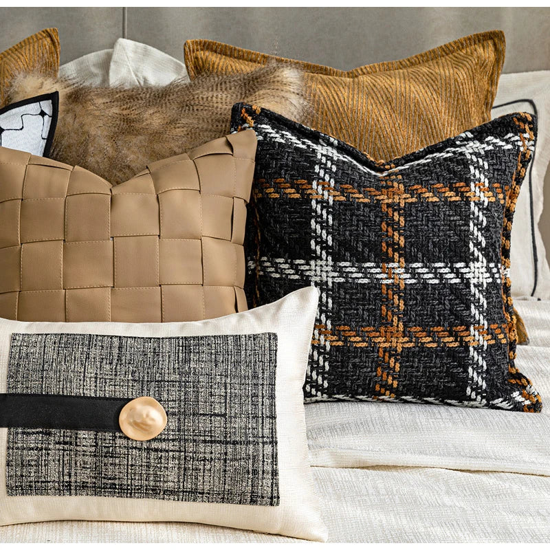 Housse de Coussin Écossaise Style Français Haut de Gamme