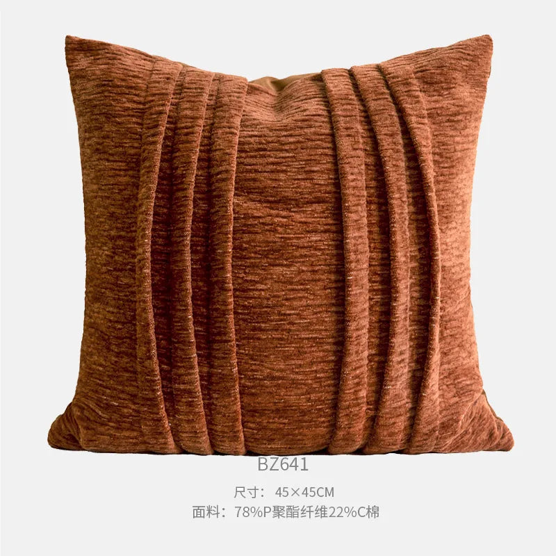 Housse de Coussin Orange Jacquard Motif Demi-Cercle