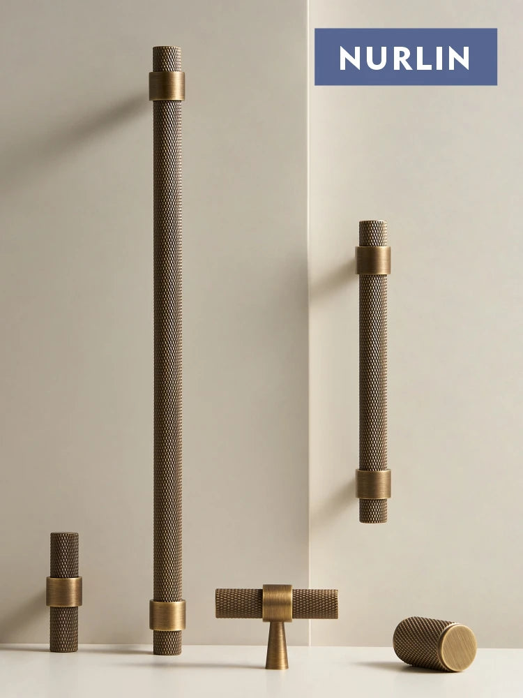 Poignée de Meuble Laiton Massif Style Art Déco Vintage